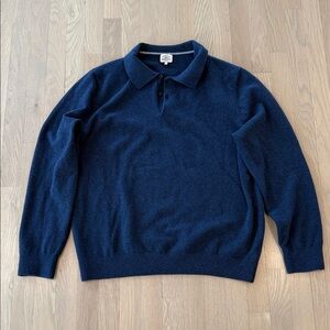Faherty Jackson Navy Blue Polo Sweater Quarter 1/4 Button XL